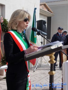 Il sindaco Iaia Calvio alla cerimonia del 25 Aprile, foto di Luca Caporale