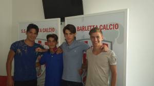 Rocco Mastropieri, Donato Chirichiello, Roberto Raffaele e Antonio Tortora nella sala stampa del Barletta