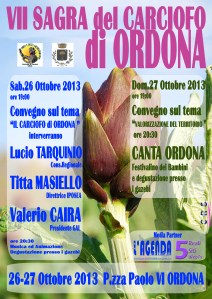 Il Manifesto della Sagra del Carciofo Ordona clicca sulla locandina per andare all'evento Facebook