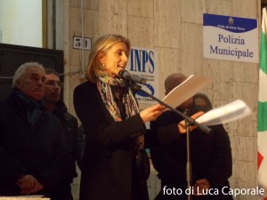 Iaia Calvio durante il comizio del 12 Gennaio, foto di Luca Caporale