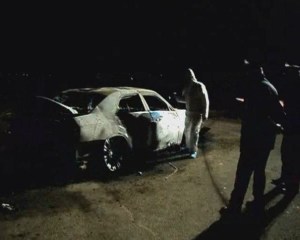 La Lancia Thema carbonizzata, foto da Teleradioerre.it