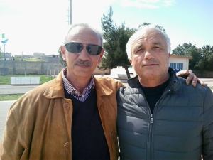 Il presidente della Reali Siti Mario Fiordelisi con il presidente dell'Atletico Stornara Peppino Rotordam, foto da dilettantifoggia.it