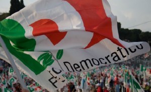 Una bandiera del Partito Democratico