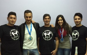I maestri Nicola, Clemente e Fabio Iurizzi con i due campioni del mondo Gianluca Cifaldi e Anna Grazia Grillo