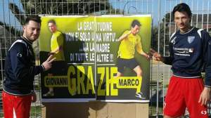 Giovanni Angerame e Marco Zingarelli accolti con uno striscione a Castelluccio