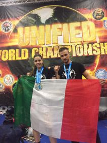 I due campioni del mondo  Anna Grazia Grillo e Gianluca Cifaldi sul podio di Carrara