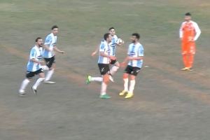 L'esultanza di Filippo Sodrio dopo il gol del pari