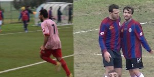 L'esultanza di Maurizio Piscopo nella foto di Luca Miluzio e e a destra quella di Filippo Sodrio